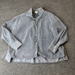 Dylan Shirt Womens XS Blue Ruffle Collar Button Front Long Sleeve Top Casual